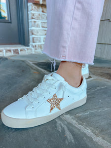 Lindsey White And Gold Star Sneakers