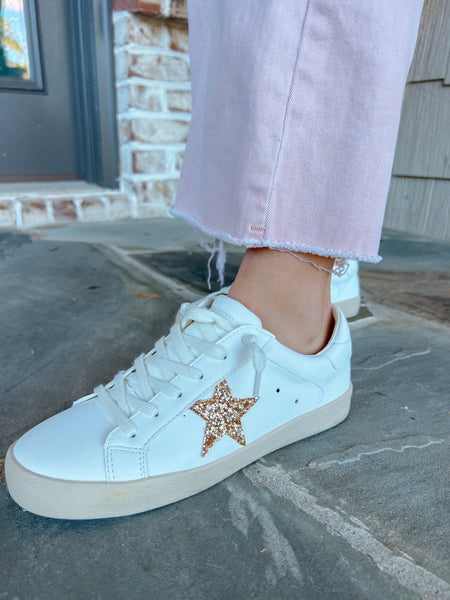 Lindsey White And Gold Star Sneakers