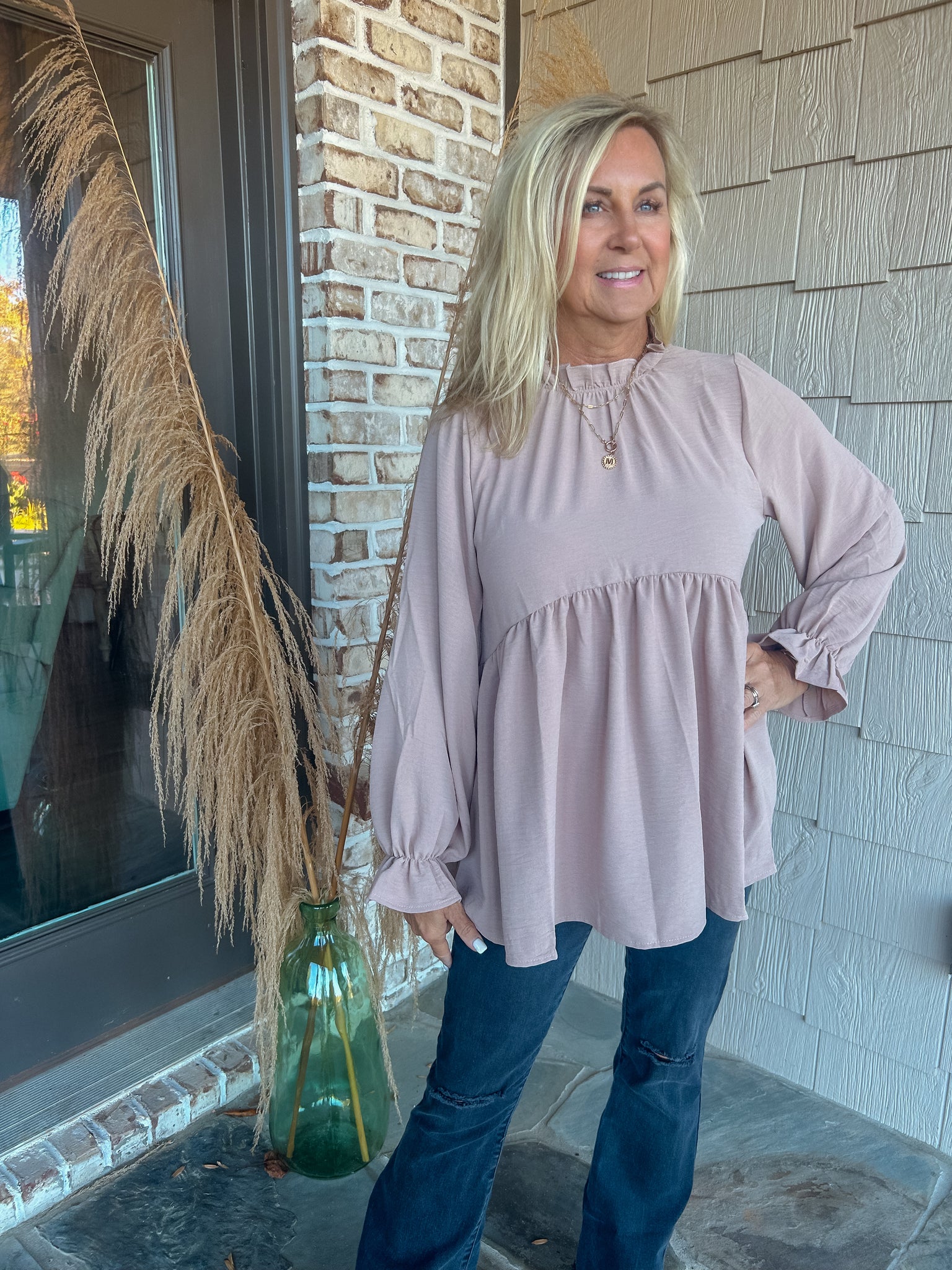 Taupe Oversized Badydoll Top