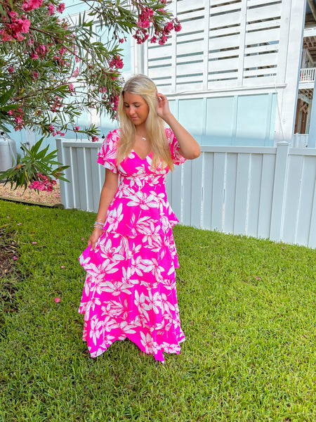 Take Me To Cabo Pink Floral Maxi Dress