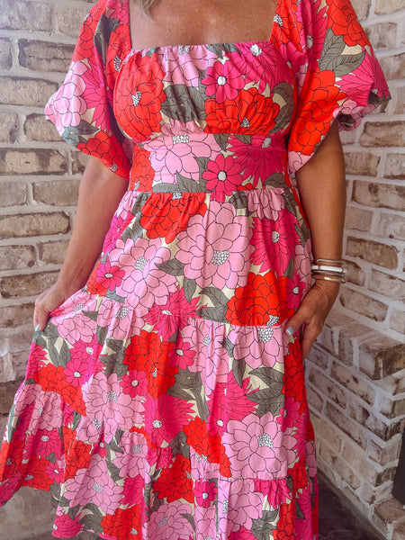 Happiness Defined Floral Midi Dress