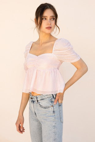 Gingham Baby Doll Top