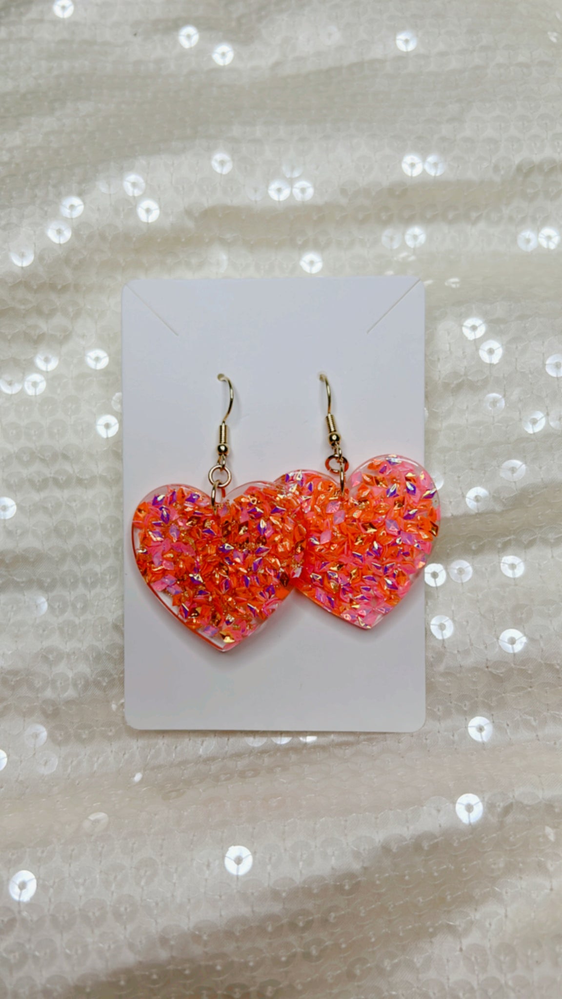 Pink Glazed Heart Dangle Earrings